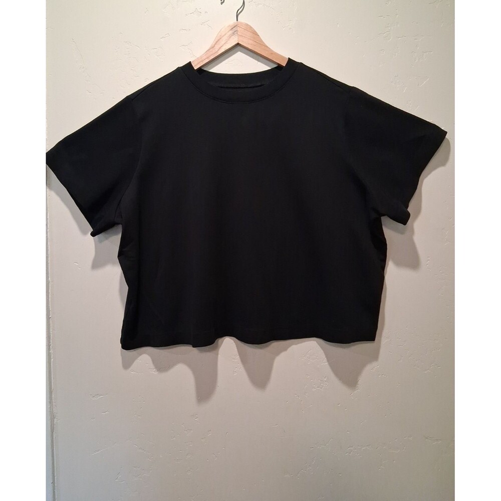 Old Navy Wmn’s 2X Heavyweight Crew-Neck Black Jack Elevated Tee Soft Boxy Crop